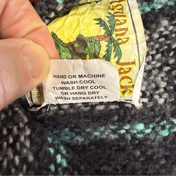 Iguana Jack Woven Baja Mexican Hoodie Southwest Grey/Teal Pullover Kid’s Size XL - Picture 11 of 11